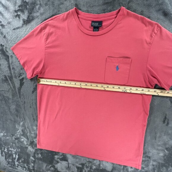 Polo Ralph Lauren T Shirt Men M Pink Salmon Single Stitch Pocket Vintage 90s Y2K - Picture 6 of 8